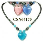 Colored Opal Pendant Hematite Beads Stone Chain Choker Fashion Women Necklace